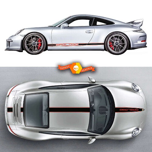 Kit d'autocollants vinyle bandes de course style GT3 RS pour Porsche 911 991