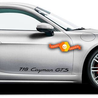Paire d'autocollants Porsche 718 Cayman GTS Autocollant latéral pour portes Porsche
