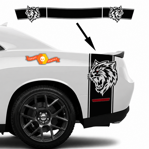 Custom Cat Head Side and Tail Band Kit Aile arrière Coffre Autocollant vinyle pour Dodge Challenger Hellcat 2015-2023