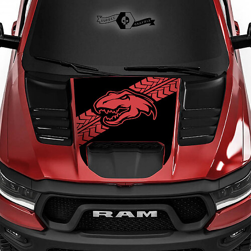 Autocollant en vinyle de piste de pneu de dinosaure pour capot Dodge Ram 1500 Rebel TRX