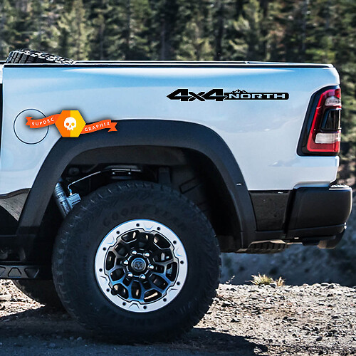 Kit d'autocollants vinyle de style North Mountain 4x4 pour le côté de lit Dodge Ram 1500