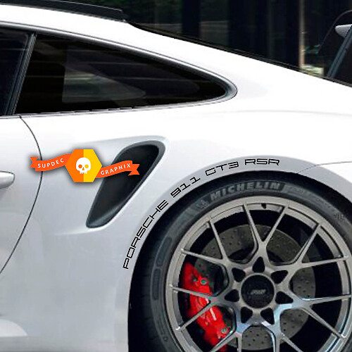 Kit d'autocollants en vinyle avec lettrage de marque pour aile arrière Porsche 911 GT3 RSR