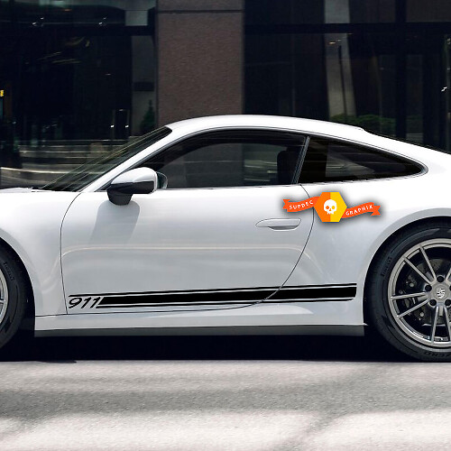 2 Porsche 911 Bande latérale Autocollant Bandes de bas de caisse Kit Autocollant
