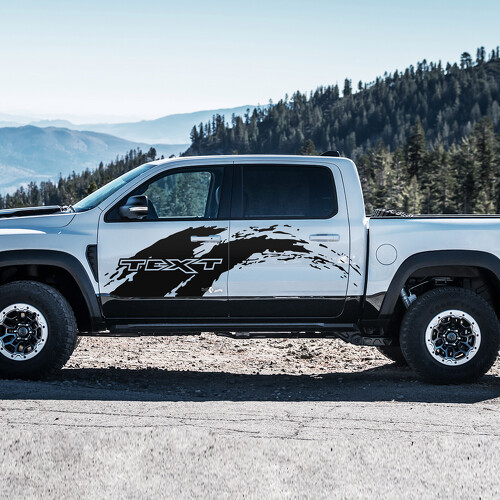 Autocollant Vinyle Personnalisé Texte Projection de Boue pour Porte Latérale RAM 1500 Rebel, TRX 2019-2026