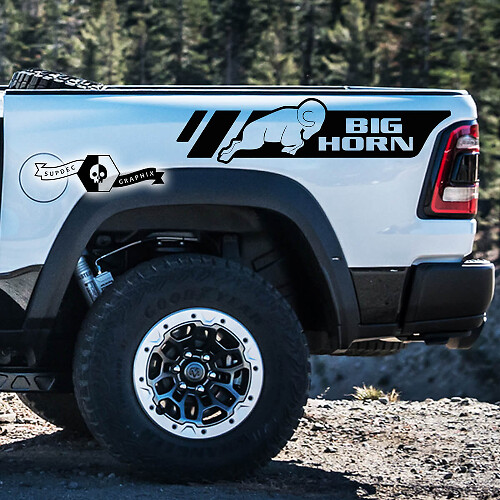 Kit d'autocollants vinyle latéraux arrière Big Horn pour Dodge Ram 1500