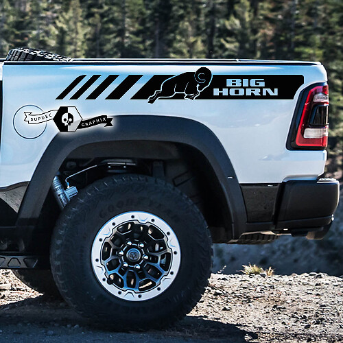 Bandes latérales arrière Big Horn en vinyle pour Dodge Ram 1500