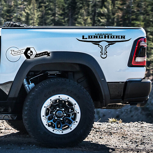 Autocollant en vinyle Laramie Long Horn pour le côté de caisse Dodge Ram 1500