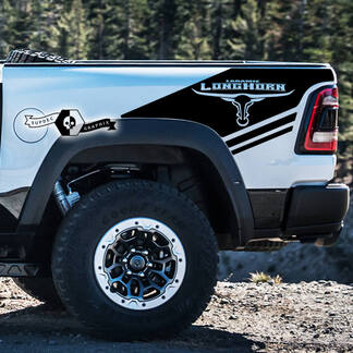 2x Dodge Ram Rebel 2022+ 2023+ 1500 TRX Ram Bed Side Splash Long Horn Laramie Truck Vinyl Stickers Graphics
