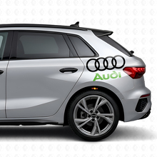 Ensemble de décalcomanies latérales en vinyle avec lettrage Audi et anneaux pour voitures Audi_3