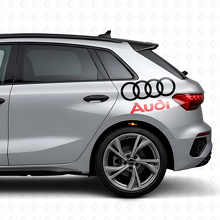 Ensemble de décalcomanies latérales en vinyle avec lettrage Audi et anneaux pour voitures Audi_4