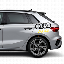 Ensemble de décalcomanies latérales en vinyle avec lettrage Audi et anneaux pour voitures Audi_5