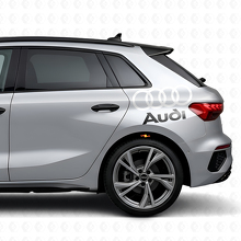 Ensemble de décalcomanies latérales en vinyle avec lettrage Audi et anneaux pour voitures Audi_6
