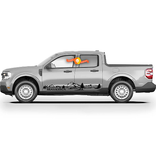 Paire FORD MAVERICK 2022 FX4 Graphics Stickers Rocker Panel Mountain Forest Trees Maverick Stickers
