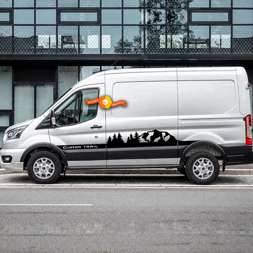 Trail Style Custom Mountain Forest Lower Stripes — Autocollant vinyle (côté, bas de caisse) pour Ford Transit
