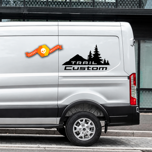 Trail Style Custom Mountain Forest Graphic — Autocollant vinyle (côté) pour Ford Transit