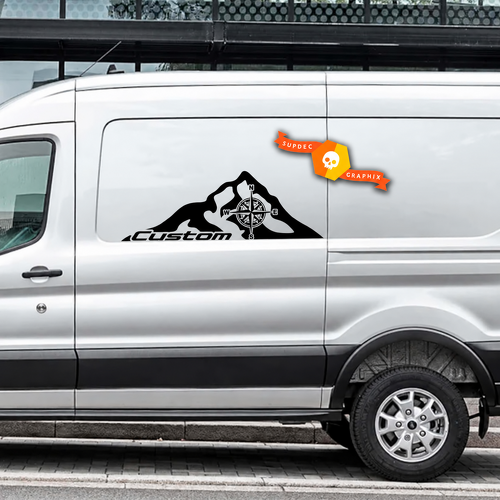 Custom Mountain Compass — Autocollant vinyle (côté) pour Ford Transit