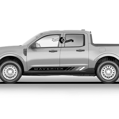 Paire de décalcomanies graphiques Ford Maverick 2022 FX4 Rocker Mountains Panel Logo Maverick Stickers Monochrome
