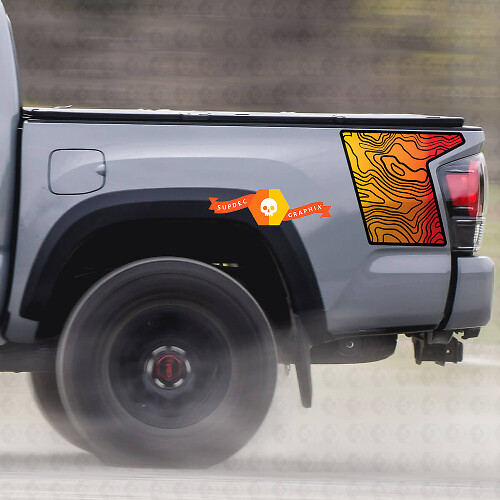 Paire Toyota TRD côté lit Contour Map graphique autocollant modèle d'autocollant
