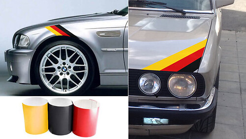 Autocollant Vinyle Rayures Style Drapeau Allemand Capot Aile Avant pour BMW M3