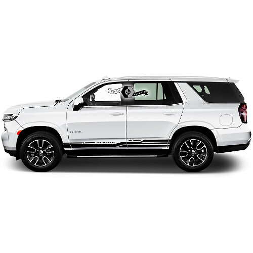 Paire 2020+ Nouveaux graphiques Chevrolet Tahoe Rocker Panel Stripe Logo Autocollant en vinyle de course de voiture moderne
