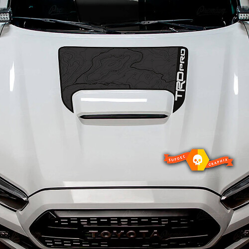 Déco autocollante en vinyle d'entrée d'air capot style topographique TRD Pro pour Toyota Tacoma 2016-2024