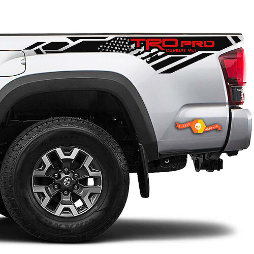 Autocollant vinyle drapeau USA TRD Pro pour panneau latéral de benne Toyota Tacoma
