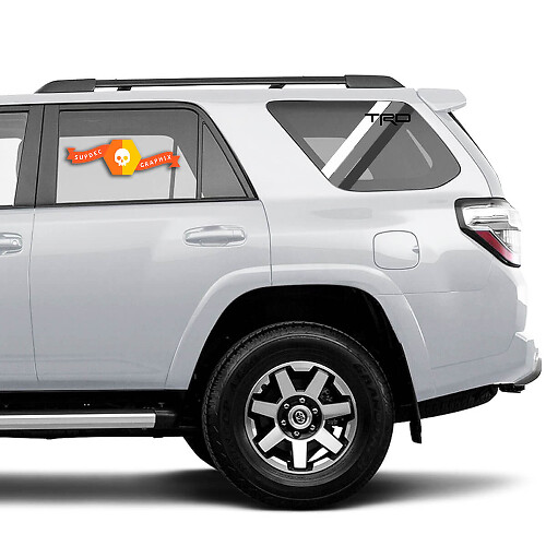 Paire de 2010-2023 Toyota 4Runner Retro PRECUT Window Racing Stripes TRD Stripes Side Vinyl Stickers Stickers - Blanc Gris Noir
