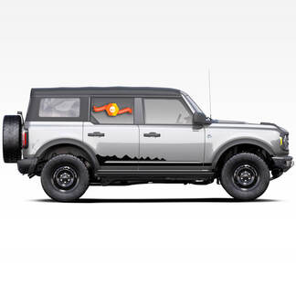 Paire Ford Bronco 4 portes 2020-2022 édition Wildtrak panneau à bascule montagnes vinyle autocollant Kit graphique
