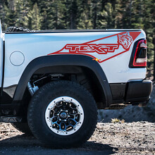 TEXT Wildcat Open Outline Bed Sweep Pair Côté de benne Autocollant vinyle pour Dodge Ram 1500_2