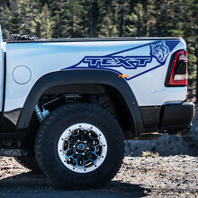 TEXT Wildcat Open Outline Bed Sweep Pair Côté de benne Autocollant vinyle pour Dodge Ram 1500_3
