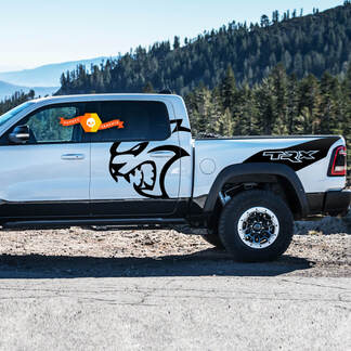 Paire Dodge Ram TRX Hellcat 2021+ Splash Ram Head portes lit Logo camion vinyle décalcomanie lit graphique
