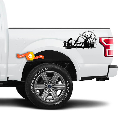Kit d'autocollants latéraux en vinyle Compass Mountains pour tout camion