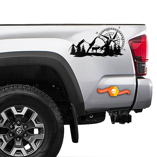 Autocollants vinyle latéraux style montagne Compass pour camion Toyota