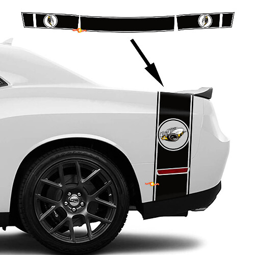 Autocollant adhésif en vinyle bandes style Rumble Bee pour coffre latéral Dodge Challenger 2022-2023