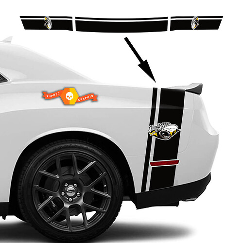 Paire Dodge Challenger 2022+ 2023+ RUMBLE BEE Tail Bed Arrière Bumblebee Stripe Autocollant Autocollant
