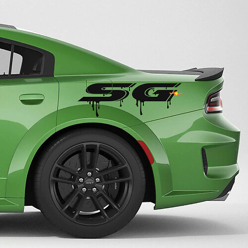 Autocollant Vinyle Graphiques Gouttes de Peinture SG pour Côté de Benne Dodge Charger & Challenger