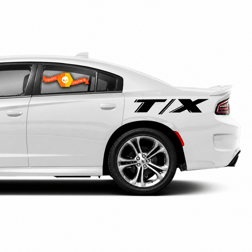 T/X Solid Quarter Lettering Pair Aile arrière Autocollant vinyle pour Dodge Charger