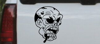 Autocollant pour ordinateur portable de fenêtre de camion de tête de zombie sanglant de crânes