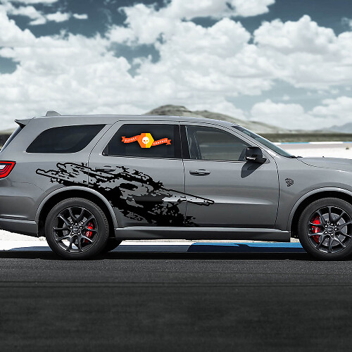 Destroyed Splash Stripe Pair Latéral Aile arrière Autocollant vinyle pour Dodge Durango SRT