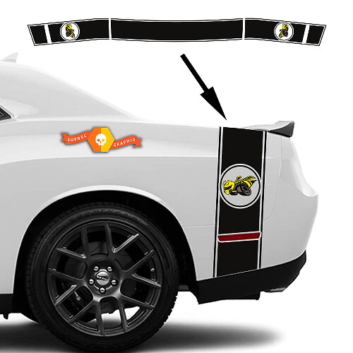 Kit de décalcomanies bande latérale arrière et coffre Drag Bee pour Dodge Challenger Charger
