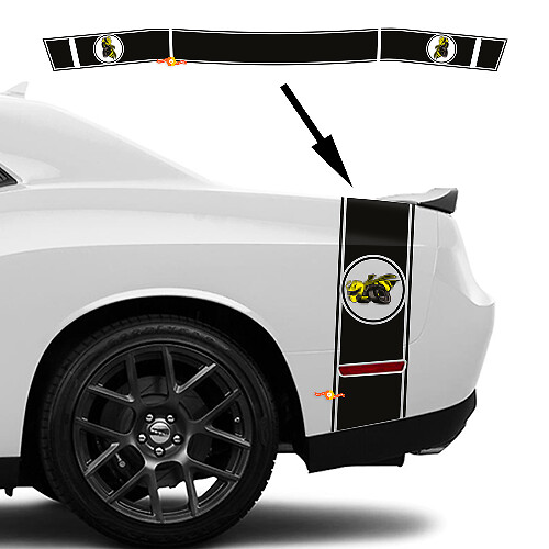 Kit de décalcomanies bande latérale arrière et coffre Drag Bee pour Dodge Challenger Charger