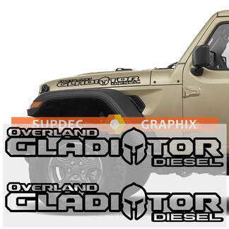 2 Jeep Hood Gladiator Casque Overland Diesel Vinyl Graphics Sticker
