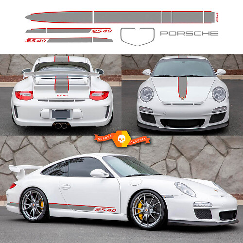 Kit de décalcomanies en vinyle avec contour de course sur la voiture et bandes latérales pour Porsche 911 GT3 RS 4.0