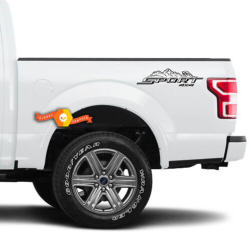 Paire de décalcomanies Sport 4x4 Mountain Wave, en vinyle, pour camion Super Duty Ford F150 F250 F350
