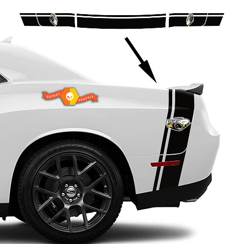 Kit d'autocollant de bande arrière style Rumble Bee pour Dodge Challenger / Charger