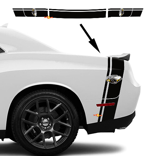 Kit de décalcomanies à rayures arrière style Rumble Bee pour Dodge Challenger / Charger