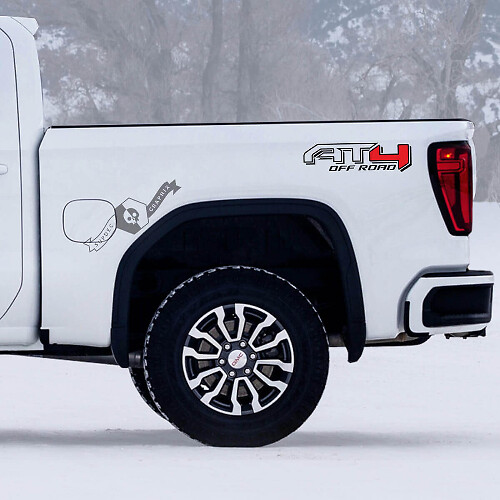 Ensemble de décalcomanies en vinyle latérales AT4 Off-Road pour benne GMC Sierra 1500