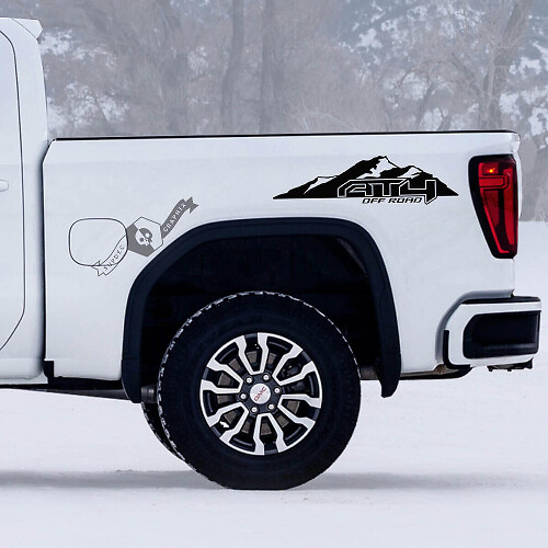 Set d’autocollants vinyle style montagne tout-terrain AT4 pour flanc de caisse GMC Sierra 1500