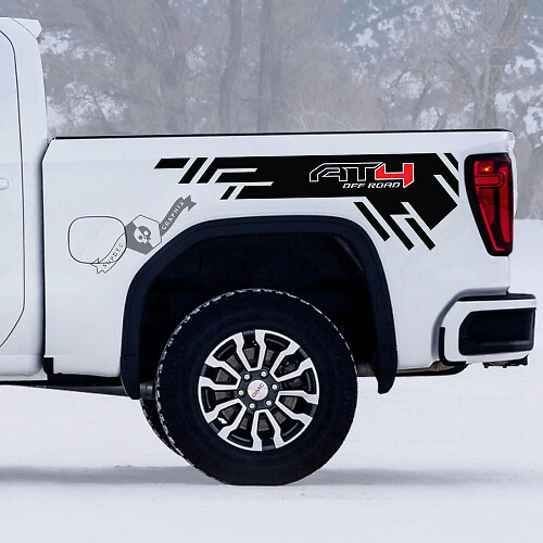 Ensemble d'autocollants en vinyle pour bord de caisse AT4 tout-terrain pour GMC Sierra 1500