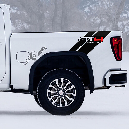 Jeu d'autocollants vinyle bandes latérales arrière tout-terrain AT4 pour GMC Sierra 1500